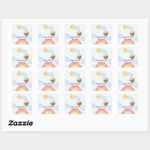 Cute honey bee Bee Birthday Party Square Sticker