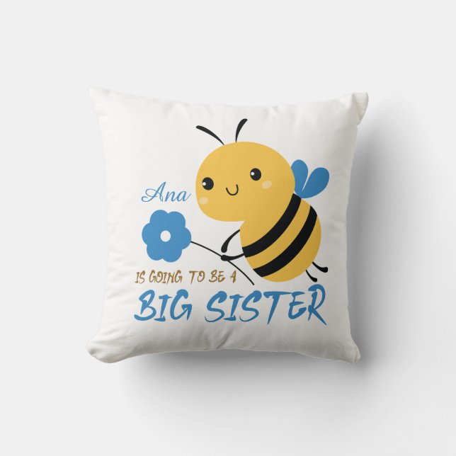 Cute Honey Bee Big Sister Name Custom  Cushion (Front)