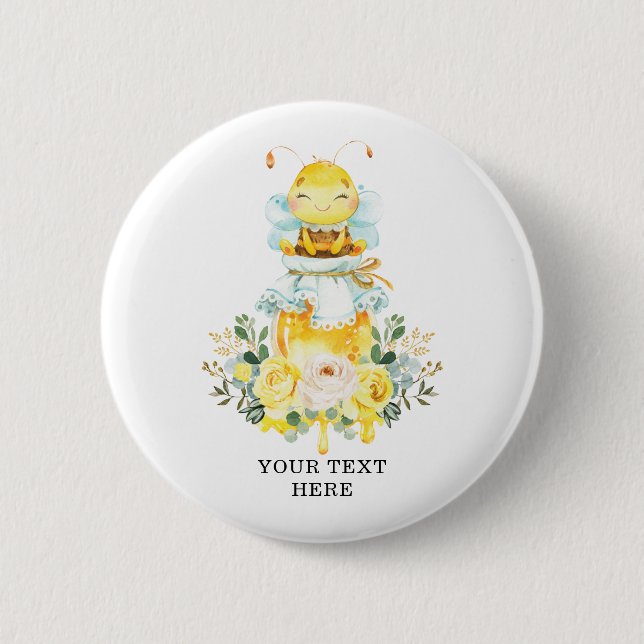 Cute Honey Bee Birthday Party Favours 6 Cm Round Badge (Front)