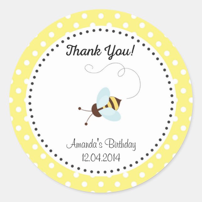 Cute Honey Bee Birthday Sticker (Front)