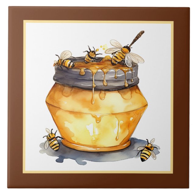 Cute honey bee home business crafting  ceramic tile (Front)