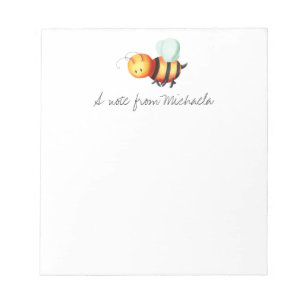 Cute Honey bee illustrated personalised Notepad
