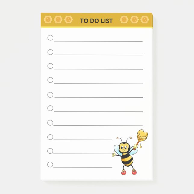 Cute honey bee on white post-it notes (Front)