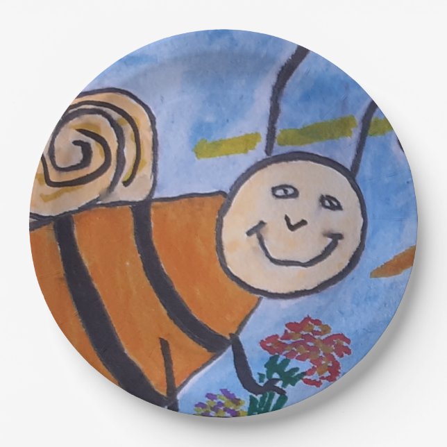 Cute Honey Bee Paper Plate (Front)