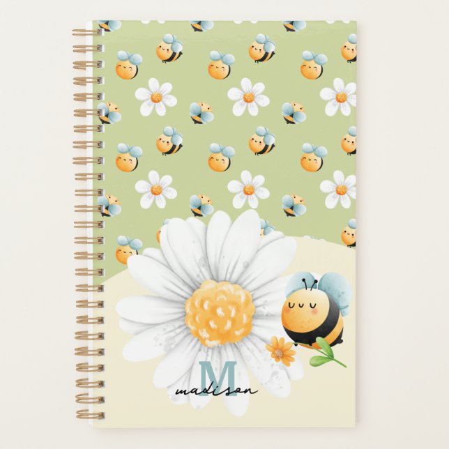 Cute Honey Bee Pattern Custom Planner (Front)