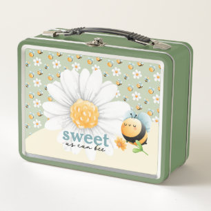Cute Honey Bee Pattern Customisable Metal Lunch Box