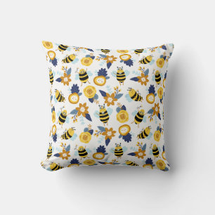 Cute Honey Bee Spring Summer Pattern Cushion