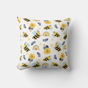 Cute Honey Bee Spring Summer Pattern Cushion