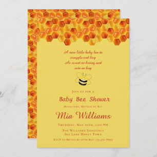 Cute Honey Bee Themed Baby Shower Invitation