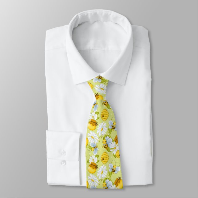 Cute honey bee tiled pattern tie (Tied)