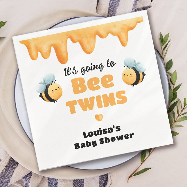 Cute Honey Bee Twin Baby Shower Napkin (Creator Uploaded)