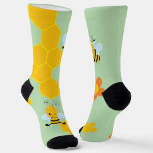 Cute Honey Bee With Flowers Socks