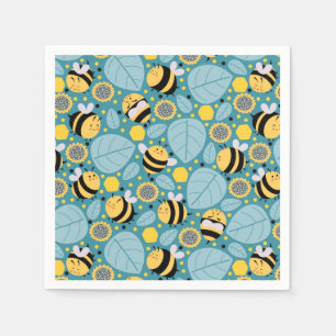 Cute Honey Bee Wrapping Paper Set of 3 Napkin