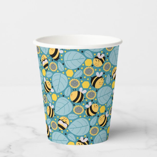 Cute Honey Bee Wrapping Paper Set of 3 Napkins Cups (Front)