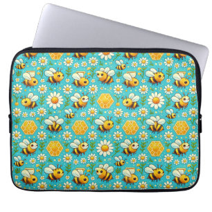 Cute Honey Bees and Daisies Laptop Sleeve