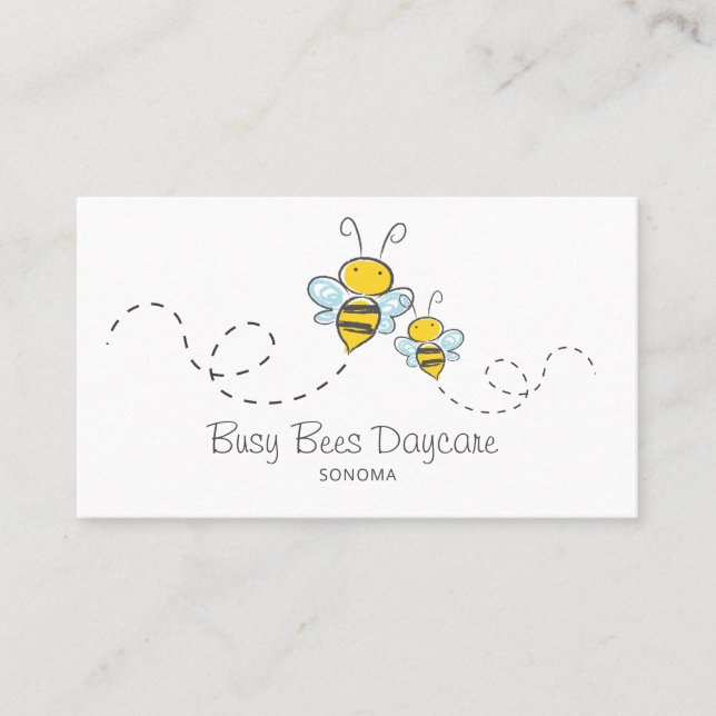 Cute Honey Bees Daycare Business Card (Front)