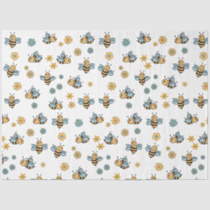 Cute Honey Bees & Floral Wildflowers Tissue Paper