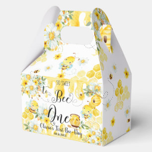 Cute Honey Bees Yellow Floral 1st Birthday One Favour Box