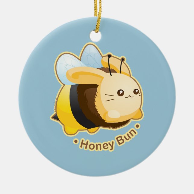 Cute Honey Bun Bunny Ceramic Tree Decoration (Front)
