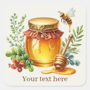 Cute honey makers vendors add text square sticker
