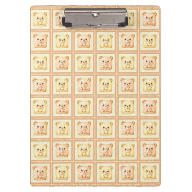 Cute Honey Patchwork cookie Teddy Bear Clipboard (Front)