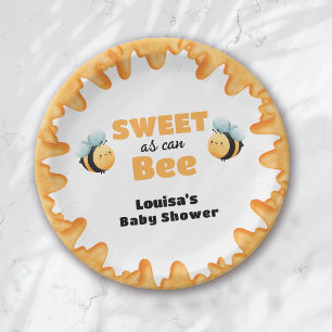 Cute Honey Sweet as Can Bee Baby Shower Paper Plate