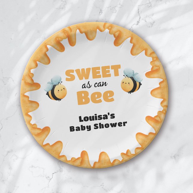 Cute Honey Sweet as Can Bee Baby Shower Paper Plate (Creator Uploaded)