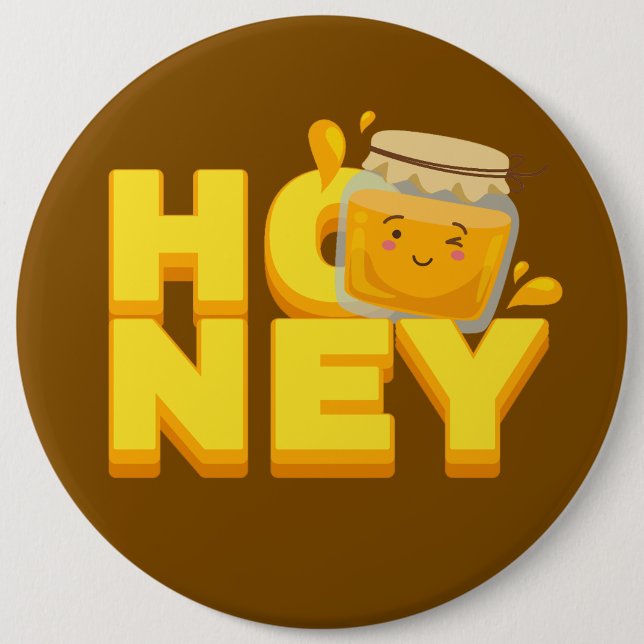 Cute honey text design 6 cm round badge (Front)