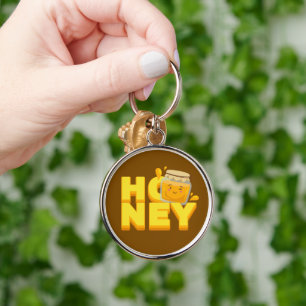 Cute honey text design key ring