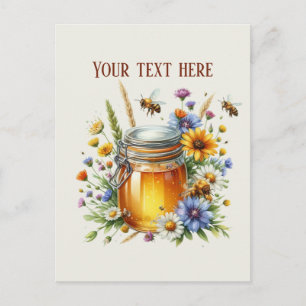 Cute honey vendors add name message  postcard