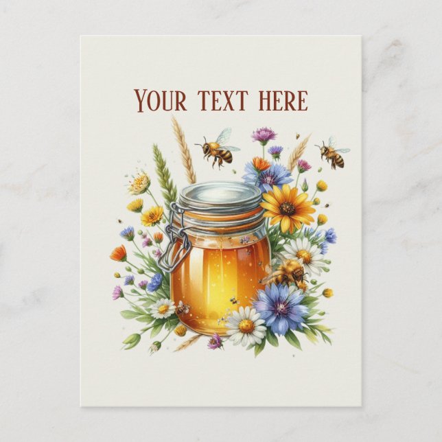 Cute honey vendors add name message  postcard (Front)