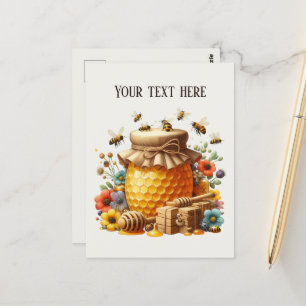 Cute honey vendors add text postcard