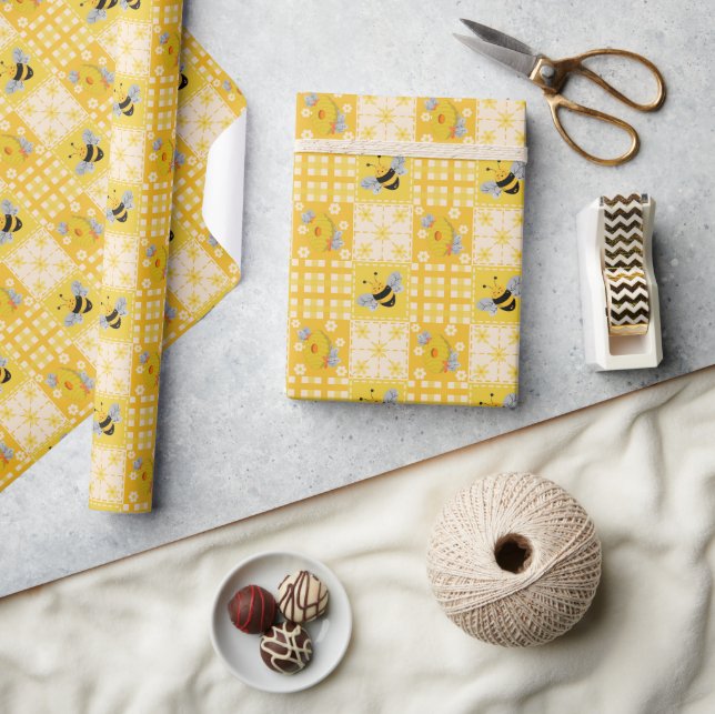 Cute Honeybee and Bee Hives  Wrapping Paper (Crafts)