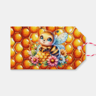 Cute Honeybee and Honeycomb Themed Baby Shower Gift Tags