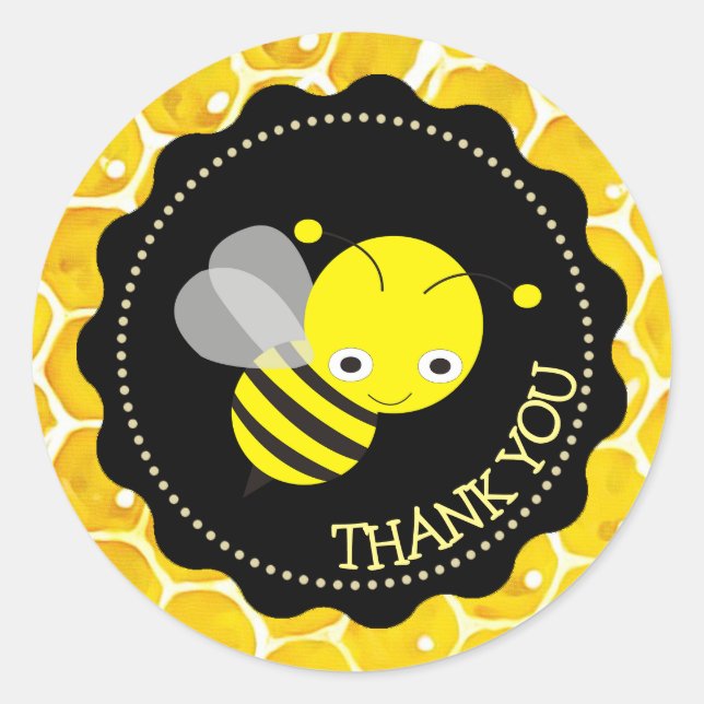Cute Honeybee Honeycomb Thank You Stickers (Front)