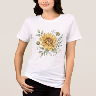 Cute Honeybee Sunflower Watercolor Garden Tri-Blend Shirt