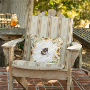 Cute honeycomb and bee floral cushion
