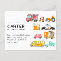 Cute Honk Beep Vroom Transportation Kids Birthday
