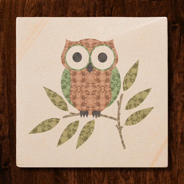 Cute Hoot Owl Stone Coaster (Creator Uploaded)