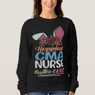 Cute Hoppiest CMA Nurse Ever Bunny Ear Red Plaid E Sweatshirt