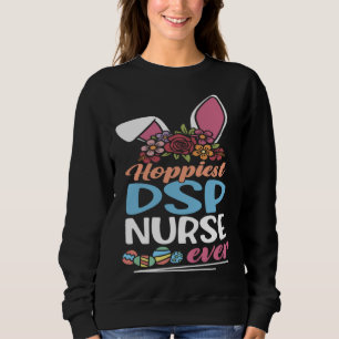Cute Hoppiest DSP Nurse Ever Bunny Ear Red Plaid E Sweatshirt