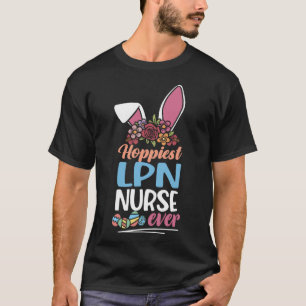 Cute Hoppiest LPN Nurse Ever Bunny Ear Red Plaid E T-Shirt