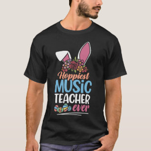 Cute Hoppiest Music Teacher Ever Bunny Ear Red Pla T-Shirt
