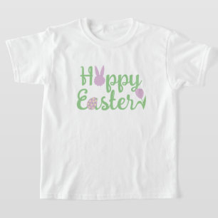 Cute "Hoppy" Easter With Bunny, Egg and Tulip T-Shirt