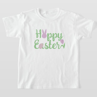 Cute "Hoppy" Easter With Bunny, Egg and Tulip  T-Shirt