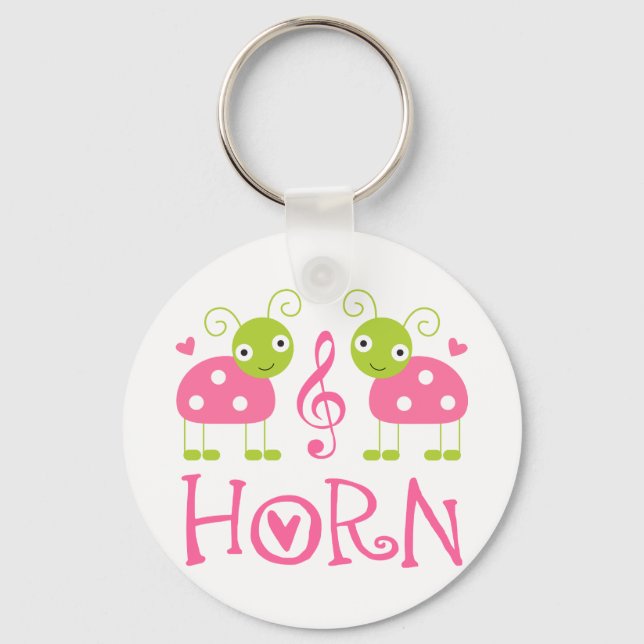 CUTE HORN LADYBUGS PINK KEY RING (Front)