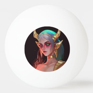 Cute Horned Cyber Demon Girl Ping Pong Ball