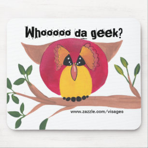 Cute Horned Owl Painting Mouse Pad