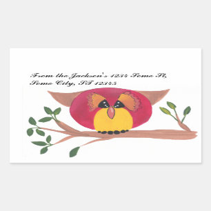 Cute Horned Owl Painting Rectangular Sticker