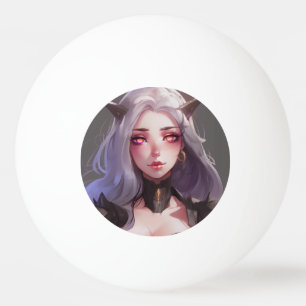 Cute Horned Warrior Anime Girl Ping Pong Ball